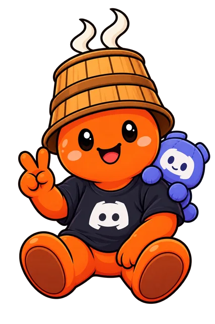 Sauna mascot with a Discord plush